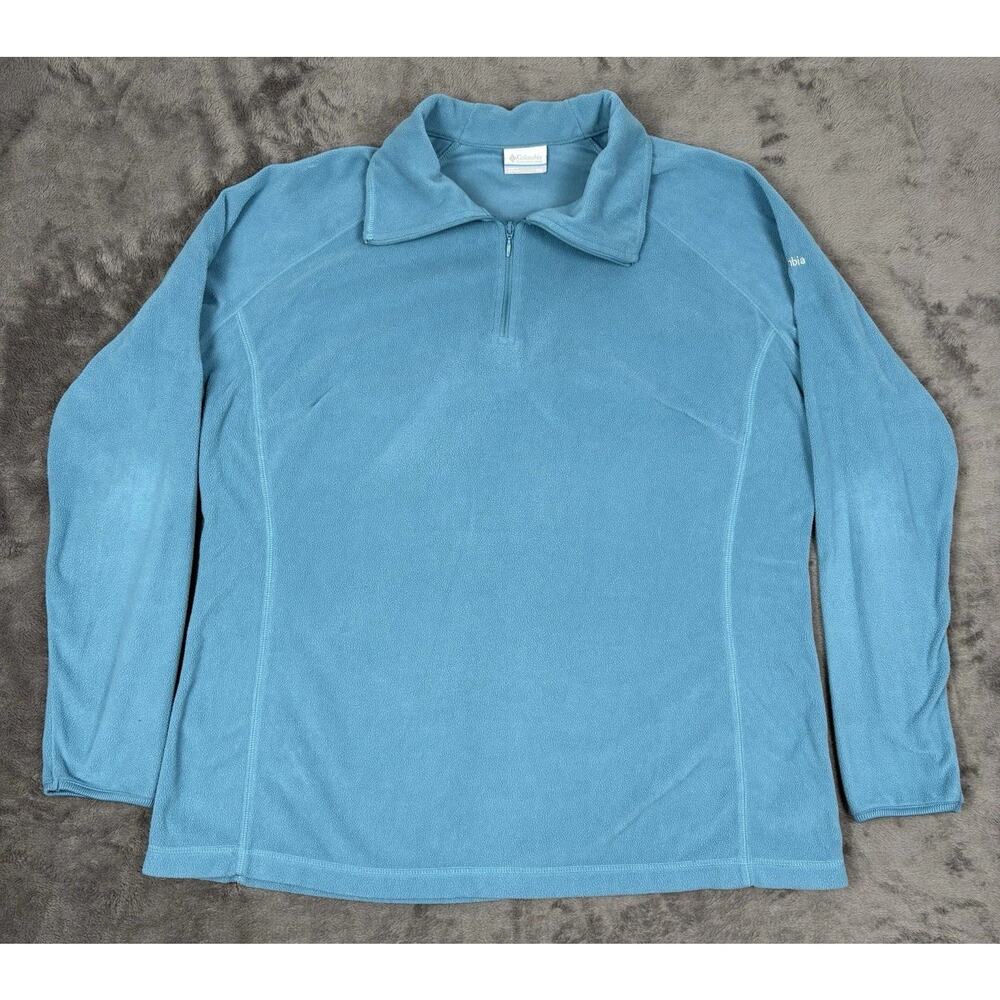 Columbia Blue Quarter Zip Fleece Jumper Mens XXL Pullover Outdoor Hiking‎ Warm